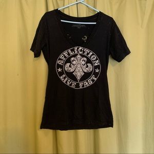 Affliction Womens Size Large Black Tee